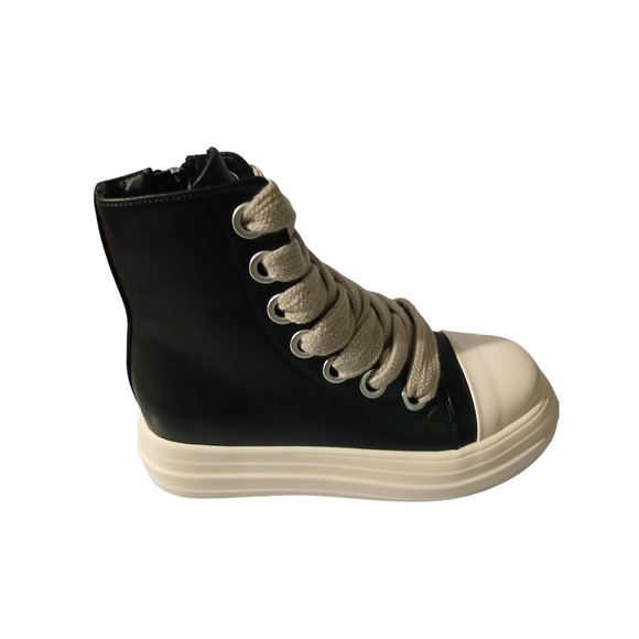 Chunky Platform High Top Sneakers Black White Lace Up Zip Closure Size 43 or 11 - Picture 5 of 7